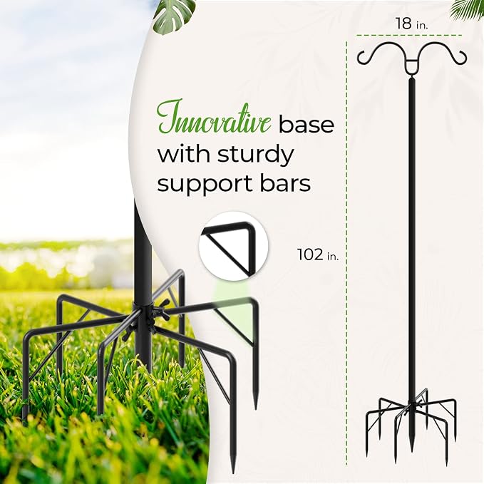 Idzo Heavy Duty String Light Poles for Outside with 2 Optional Hooks and Fence Brackets for Deck, Hold upto 15 Lbs String, 7-Prong