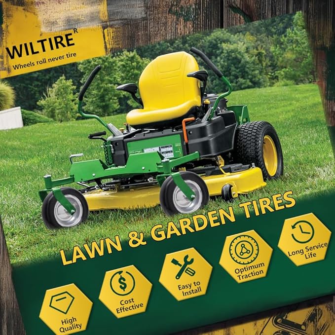 11x4.00-5 Flat Free Tire and Wheel (2 Pack),11x4-5 Solid Smooth Tractor Turf Tire with Rim, 3.4" Centered Hub and 3/4" & 5/8" Bushing, For Zero Turn Mowers and Riding Lawn Mower(Gray)