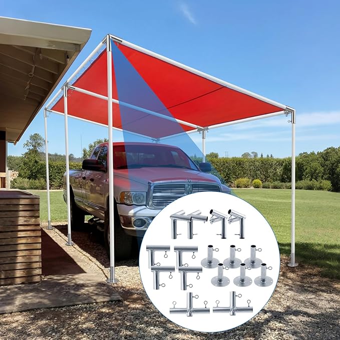 Frienda 6-Leg Lean-to Canopy Fittings for 1-3/8" EMT, 18 Pcs Lean to Carport Frame Connectors Kit DIY Project for Slant Roof Carport, Shed, Gazebo, Greenhouse, Shelter Deck, Pipes Not Included