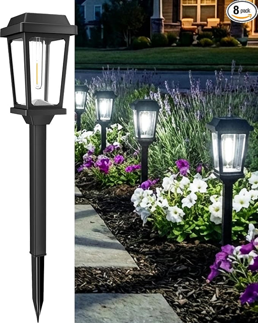 8 Pack Solar Lights Outdoor Pathway, Modern Solar Garden Lights, Waterproof Auto On/Off LED Outdoor Solar Lights for Yard, Landscape Path, Walkway, Driveway Décor