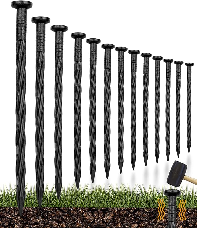 150pack 8-Inch Plastic Landscape Edging Spikes Landscape Anchoring Nail Spiral Landscape Stake for Weed Barrier, Paver Edging, Landscape Edging, Lawn Edging, Garden Edging Spikes