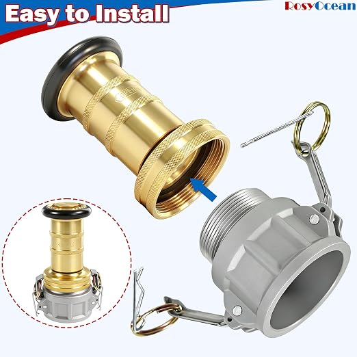 Heavey Duty 2 Inch Fire Hose Nozzle Brass Fire Equipment Industial Spray Jet Fog Nozzle with 2" Aluminum Camlock Fitting