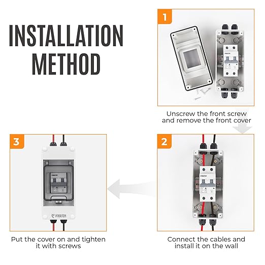 Solar Panels Disconnect Switch 50A 1000VDC PV Shut Off Switch Outdoor Circuit Breaker Box IP65 Waterproof UV-Proof