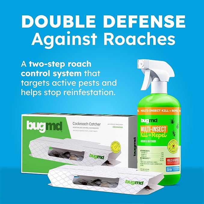 BugMD Indoor Cockroach Killer & Roach Trap - Sticky Insect, Spider, Cricket Control for Home - Glue Traps Pest Defense, 12 Pack Sticky Bug Solution