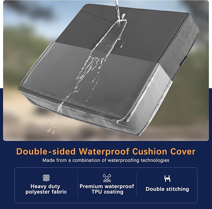 Favoyard Outdoor Seat Cushion Set 22 x 22 Inch Waterproof & Fade Resistant Patio Furniture Cushions with Removable Cover Deep Seat & Back Cushion with Tie Straps for Chair Sofa Couch