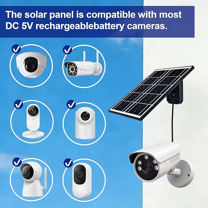 Eco-friendly 3W 5V Monocrystalline Solar Panel, Type-C Interface, IP66 Waterproof, 6.5-foot Cable, High Conversion Rate, Compatible with Various Electronic Devices