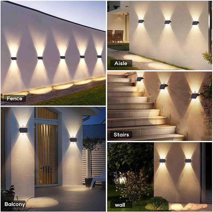 Fence Lights Solar Powered, 8-Pack Solar Fence Lights Up/Down Flexible Buttons, IP67 Waterproof for Outdoor, 100LM Bright, Auto Dusk to Dawn for Wall/Stairs/Yard/Railing/Deck/Pathway (Warm White)