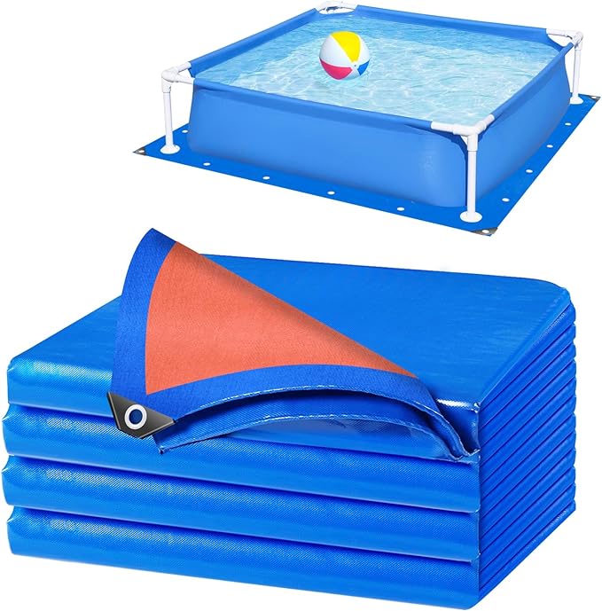 12 Ft Pool Liner Pad for Above Ground Pools, Thickened Pool Mat Tarp for Under Pool, Dual-Color Pool Ground Pad Cloth Floor Mat for Pool Bottom, Puncture Protection & Extend Liner Life