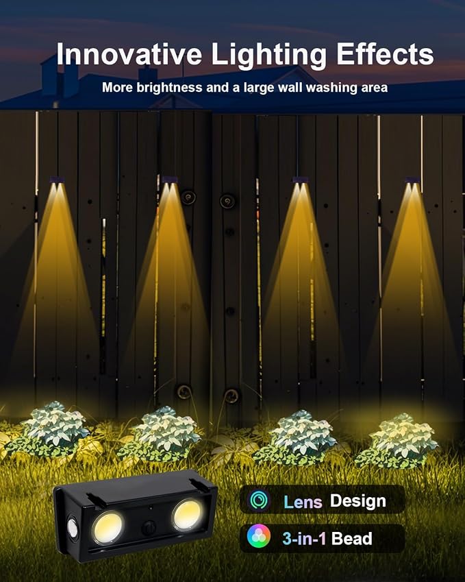 Solar Step Lights (Warm, DownSide-16Pack) | Solar Powered, Outdoor Steps