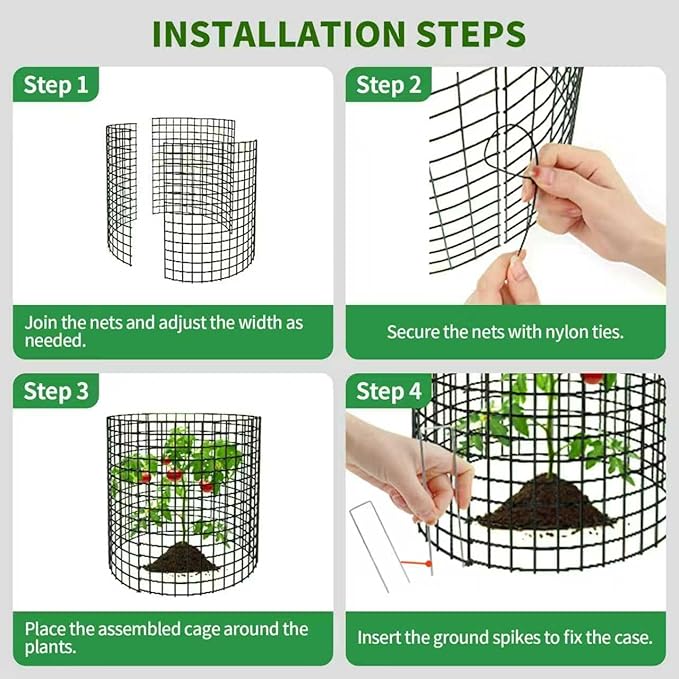8 Packs Round Plant Protector from Animals,Metal Wire Mesh Garden Plant Cages for Outdoor Gardening Supplies, Garden Protection Rabbits Chickens Ducks for Vegetables, Flowers, Shrubs (16'' x 12'')