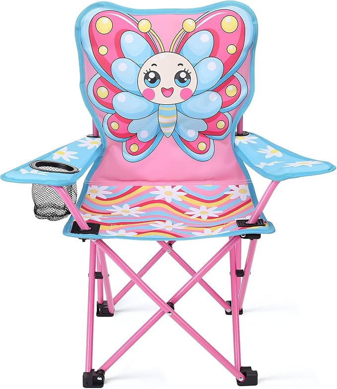 KABOER Kids Outdoor Folding Lawn and Camping Chair with Cup Holder and Carrying Bag, Children's Camping Chairs