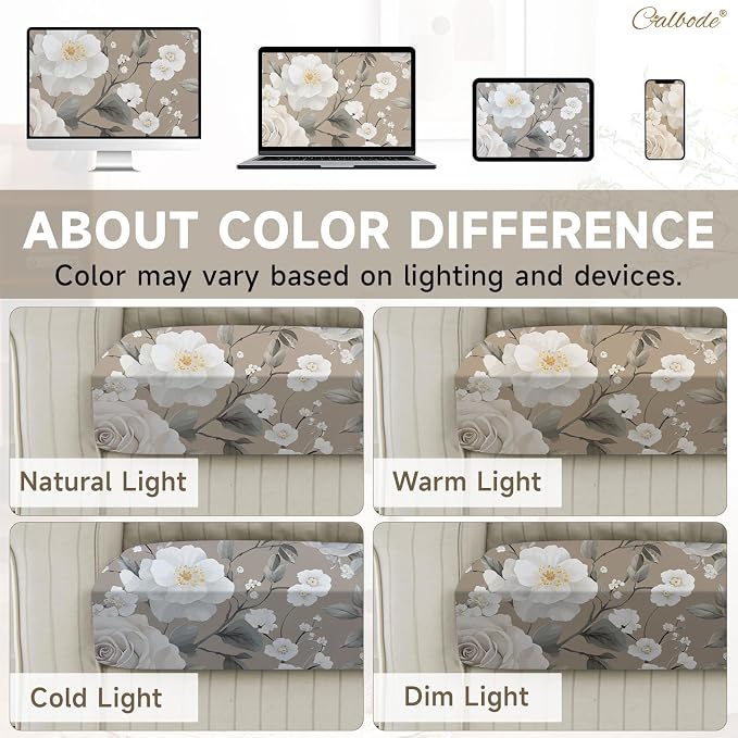 CALBODE 8Pcs Stretch Patio Cushion Cover, Vintage Floral Printed Couch & Sofa Slipcovers for Patio Furniture Cushions Washable Reusable Couch Covers Replacement for All-Season (Cover Only)