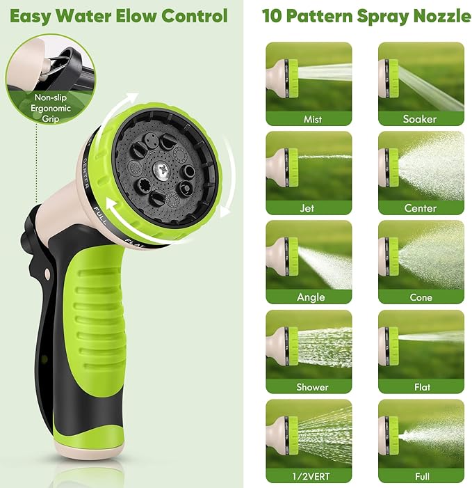 Unywarse Garden Hose 125ft, Stainless Steel Heavy Duty Water Hose with 10 Function Nozzle Flexible, Lightweight, No-Kink, Pet Proof, Puncture Proof Metal Hose for Yard, Outdoor