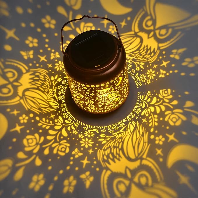 Solar Owl Lantern, OWL Lover Gifts, Metal Decorative Light for Yard, Patio, Lawn, Tabletop, Pathway, Landscape, Garden Decor