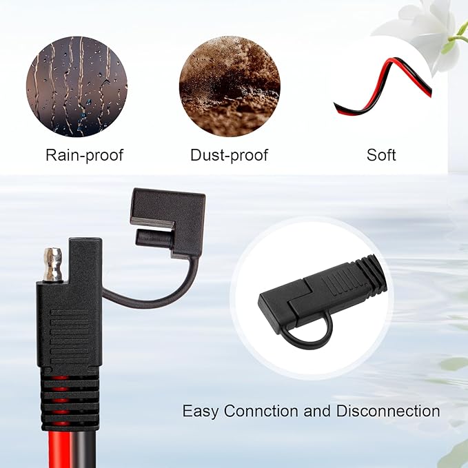 10AWG Solar Panel to SAE Adapter Cable 6FT SAE Plug Cable PV Solar Extension Wire with SAE Polarity Reverse Adapter for Car RV Caravan Solar Panel Battery Charger