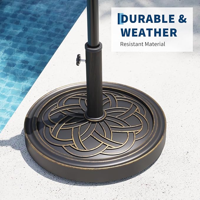 GarveeLife Patio Umbrella Base, 26.5lb Capacity Heavy Duty Design with Adjustable Pole Adapter Fits 1.5" to 2.1" Poles for 7.5-11FT Umbrellas, Corrosion-Resistant and Wind-Resistant for Outdoor, Patio