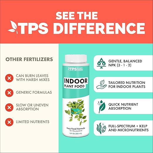 Indoor Plant Food – Liquid Fertilizer for Houseplants, New Growth, Greener Leaves, and Strong Roots, 32oz
