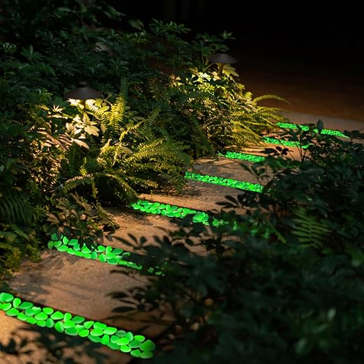 NAMTSO Glow in The Dark Rocks Outdoor, 200 pcs Green Solar Rocks for Landscaping, Outdoor Decor Glow in The Dark Stones, Glowing Pebbles for Garden Backyard Patio Lawn Pond Fish Tank Aquarium Decor