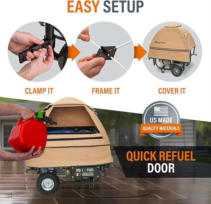 GenTent Open Frame Running Cover - Universal Adapter Kit Generator Tent (Beige, Original - Standard)