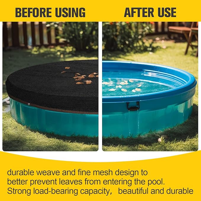 Pool Leaf Net Cover 21 ft Round, Fine Mesh Leaf Net for Above Ground Pool, Winter Pool Cover 21 ft Round Above Ground, Cover Size: 24-Feet Dia (Includes 3-feet Overlap) (Black -Round, 21FT)