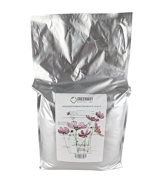 Greenway Biotech, Inc. Monoammonium Phosphate Fertilizer 12-61-0 Contains 12% Nitrogen and 61% Phosphorus- The Ultimate Plant Growth and Blooming Enhancer for Hydroponics and Soil Use - 2 X 25 Pounds