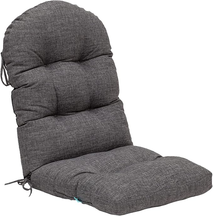 QILLOWAY Outdoor High Back Chair Cushion for Adirondack, All Weather Rocking Chair Cushions Thick Padded Replacement for Patio Furniture,Charcoal Grey, Black