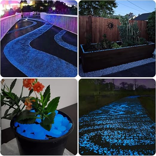 NAMTSO Glow in The Dark Rocks Outdoor, 200 pcs Blue Solar Rocks for Landscaping, Outdoor Decor Glow in The Dark Stones, Glowing Pebbles for Garden Backyard Patio Lawn Pond Fish Tank Aquarium Decor