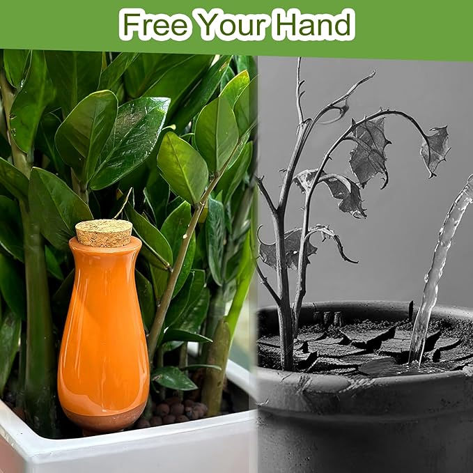 4 Packs Ollas Plant Watering Globes, 12 Oz Terracotta Self Watering Planter Insert, Automatic Watering Devices, Clay Drip Irrigation Stake for Indoor & Outdoor Plant, 1 Week Easy to Refill(Multicolor)