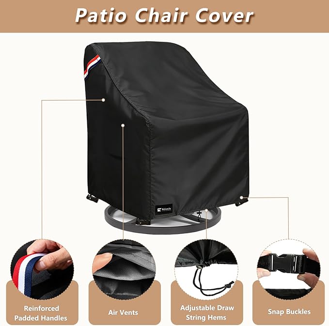 Outdoor Swivel Rocker Chair Cover 2 Pack,Waterproof Rocking Chair Covers, All-Weather Protection Outdoor Lawn Patio Furniture Covers for Patio Chair 32" W x 35" D x 32" H, Black