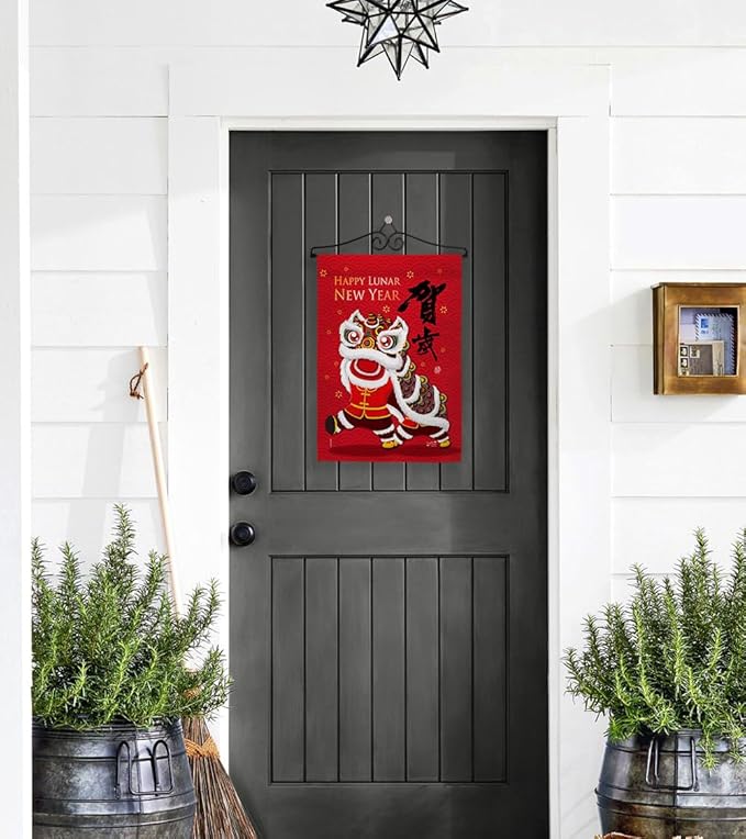 Chinese New Year Flag Bring Good Luck Gifts Tapestry Home Decor Wall Art Patio Garden Winter Prosperous Blessing Banner Room Indoor Yard Sign Lunar New Years Decorations Made in USA