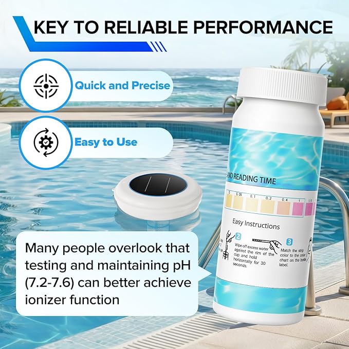 Aisdan Solar Pool Ionizer, Upgraded Larger Solar Panel Copper Pool Ionizer Floater Auto Switching of Multi-Colored LED Night Light, Ionizador Solar for Above Ground, Inground Pool, Up to 45,000 Gal