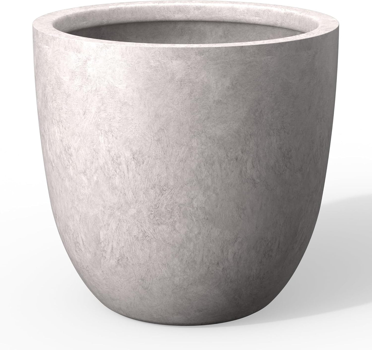 Kante 14 Inch Dia Round Concrete Planter, Indoor Outdoor Large Plant Pot with Drainage Hole and Rubber Plug for Home Patio Garden, Light Gray