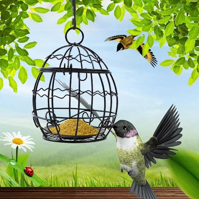 2 Pcs Ball Bird Feeder, Metal Fat Ball Bird Holder, Hanging Wild Bird Feeder Stations with Hooks for Outside Garden Wildlife