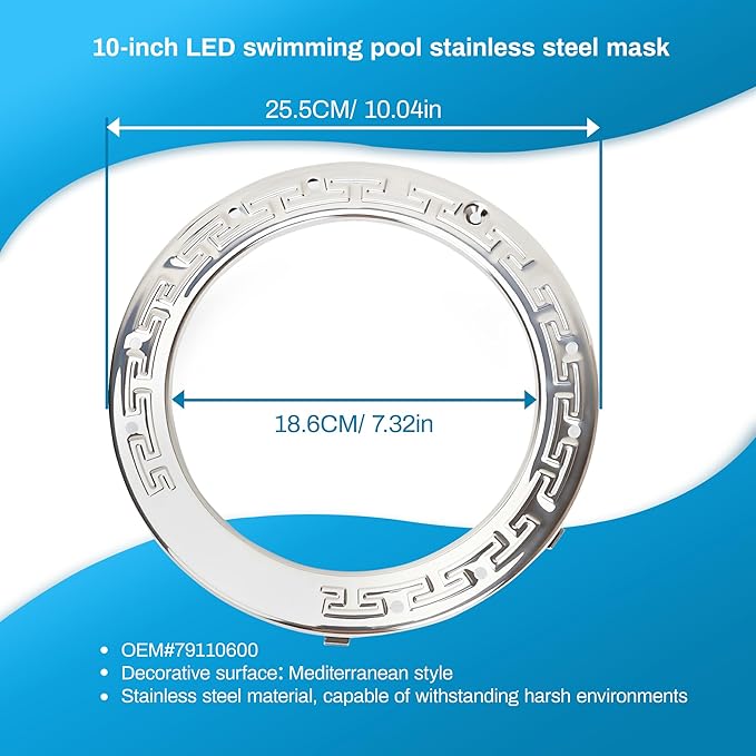 10'' Pool Light Maintenance Kit, Fixing Clamp 79111000,Sealing Ring 79101600Z, Stainless Steel Face Ring 79110600, Suitable for Maintenance and Replacement of 10 Inch Pool Lights