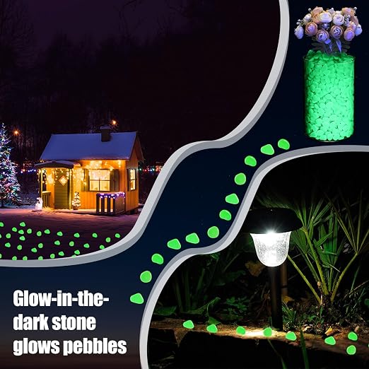 Sasylvia 12000 Pcs Glow in the Dark Rocks Glow in the Dark Stones Glowing Rocks for Garden Outdoor Glowing Fish Tank Pebbles Luminous Stone for Outdoor Yard Patio Aquarium Landscaping (Green)