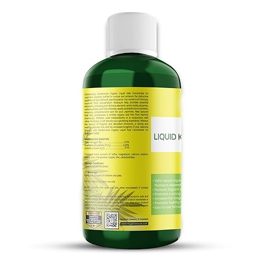 GARDENWISE Organic Premium Kelp Seaweed Fertilizer for Jasmin - Liquid Fertilizer - Liquid Plant Food - Nutrient-Rich Soil Enhancer - Natural Plant Food for Jasmin (16 OZ)