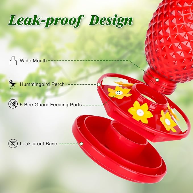 Fchstaer Hummingbird Feeders with Umbrella Bundle Glass Hummingbird Feeders