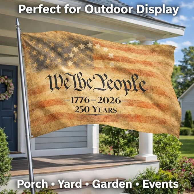 US 250 Flag – 250th Anniversary USA Double Sided 3-Ply Outdoor Flag, We The People 1776-2026 Patriotic Yard & House Banner for 4th of July (6, 2X3)