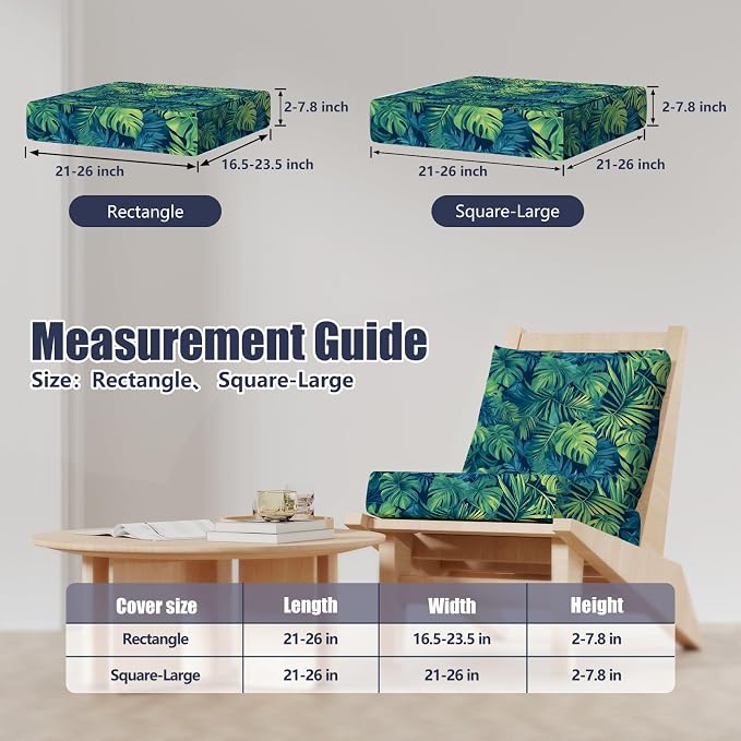 8Pcs Stretch Patio Cushion Covers, Outdoor Couch & Sofa Replacement Slipcovers for Patio Furniture Cushion Covers, Washable Reusable Furniture Protector