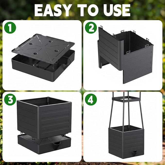 Geetery 4 Pack Raised Garden Bed Planter Box with Trellis 55" Cage Planter Raised Garden Bed with Trellis Self-Watering Planters for Climbing Plants Vegetables Vine Flowers Outdoor Indoor