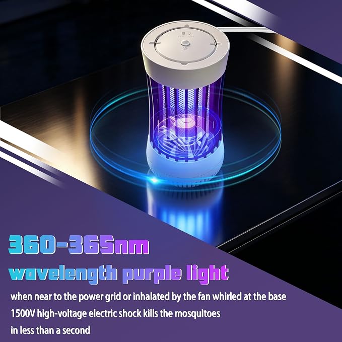 Phosooy 2 Packs Indoor Electric Bug Zapper with Fan, 2-in-1 Mosquitoes Killer with 1500V High Voltage, Small Fly Insects Lamp Trap Catching Moth Gnat Fruit Flies, White & Black, No Battery