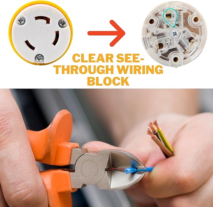 Sintron NEMA L6-30R 30 Amp Twist Lock Plug, 250 Volt 2 Pole 3 Wire, ETL Listed, Female Plug Locking Connector for Welder Generator Transfer Switches,Power Tool, Industrial Grade, Grounding 7500 Watts