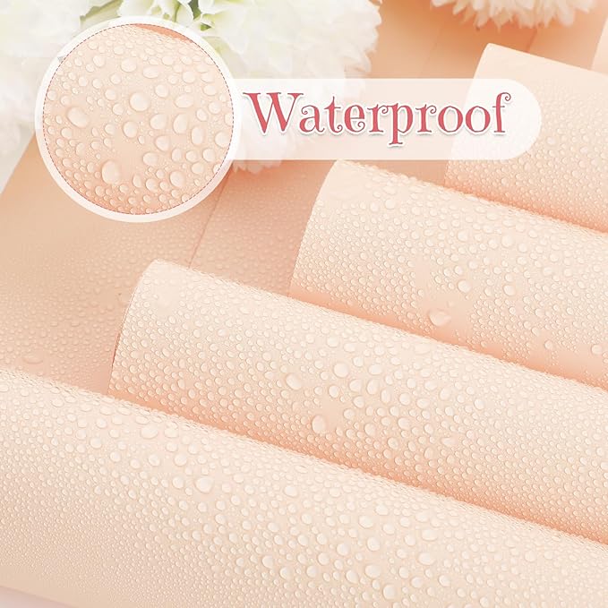 Sabary 120 Sheets Flower Wrapping Paper Bouquet Pure Color Waterproof Floral Packaging Paper with 196 Inch Ribbon Florist Bouquet Supplies for Wedding Birthday DIY, 22.8 x 22.8 Inch (Deep Champagne)