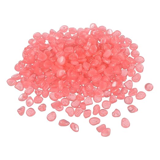 Glow in the Dark Stones, Luminous Pebbles Stones Glowing Rocks Decorative Light Up Pebbles 1000 Pcs & Orange Red -Fitting for (Fish Tank/Outdoor Garden Decor/Yard/Walkway)