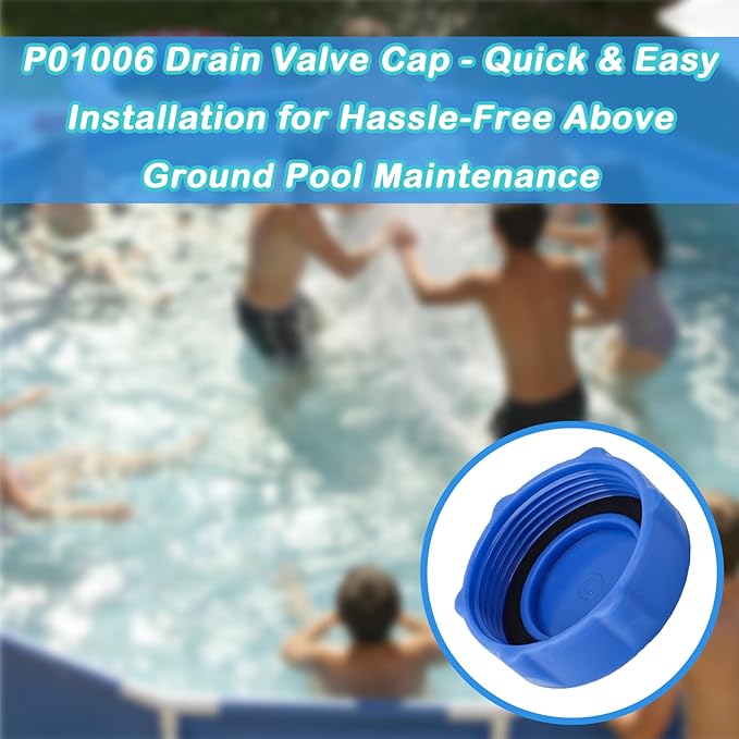 P01006 Drain Valve Cap for Bestway and Coleman Above Ground Pool, Heavy Duty Pool Drain Valve Cap Replacement 2 Pack (Blue)