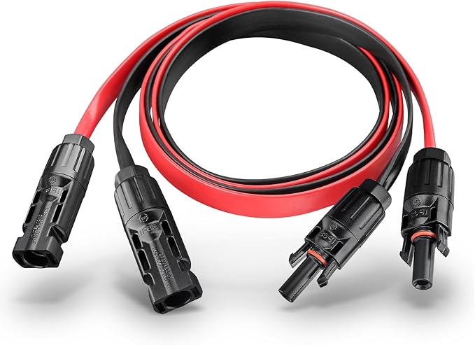 10AWG Super Flat Solar Cable Connector, 50A Photovoltaic Extension Cable Flat Feed Through Balcony Door and Window Solar Power Wire for Solar Panel RV Boats Household Energy System 3FT