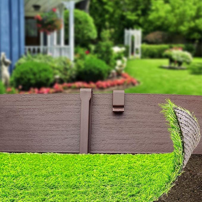 40FT Brown Landscape Edging Coil Kit 4 Inch High,Terrace Board with 12pcs 10-inch Spikes