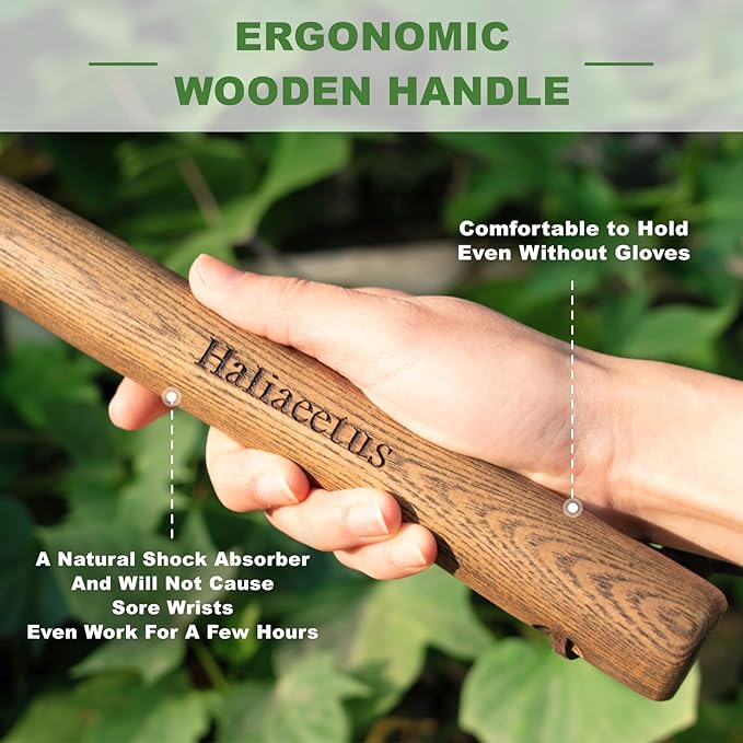 Haliaeetus Scuffle Hoe, 16.8'' Stirrup Hoe for Weeding Precisely in Raised Bed, Stainless Steel Action Hoe for Weeding in Push-Pull Motion, Hula Hoe with Compact Size for Weeding in Between Plants