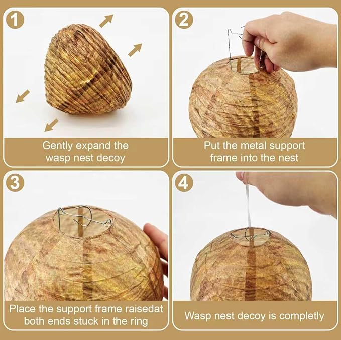 6 Pack Effective Waterproof Wasp Nest Outdoor, Hanging Fake Hornets Nest,Backyard Fake Bee Hive,8.3 inches Diameter 11.5 inches Height,Yellow Jackets