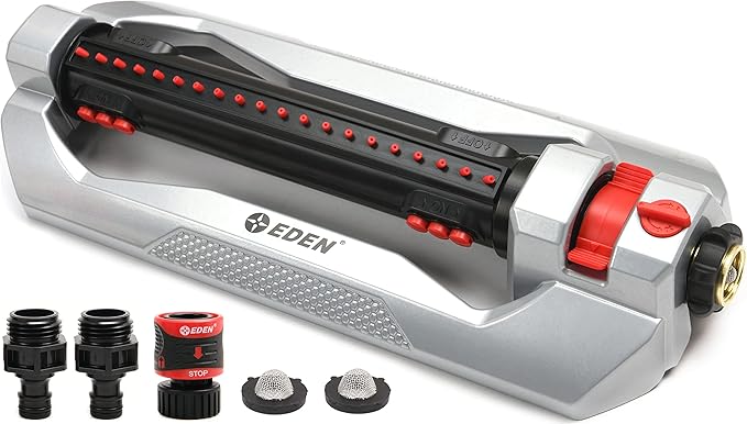 Eden Heavy Duty 4,973 sq ft Metal Oscillating Sprinkler and 3,600 sq ft Essential Oscillating Sprinkler Bundle